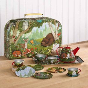 Woodland Tin Tea Set with Carrying Case